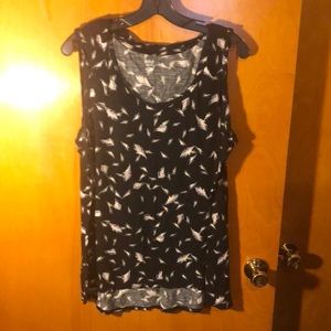 Ana 1X feathers on black background tank top